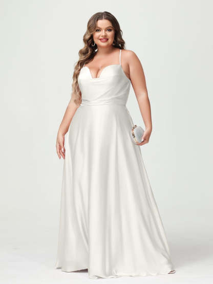Plus Size Spaghetti Strap A-Line Princess Bridesmaid Dress
