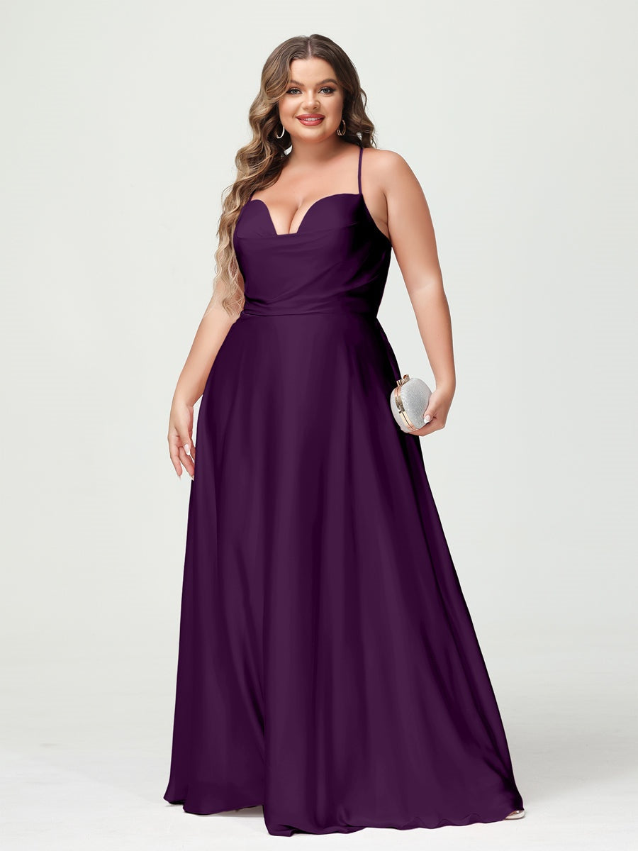 Plus Size Spaghetti Strap A-Line Princess Bridesmaid Dress