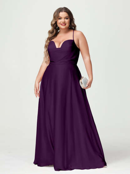 Plus Size Spaghetti Strap A-Line Princess Bridesmaid Dress