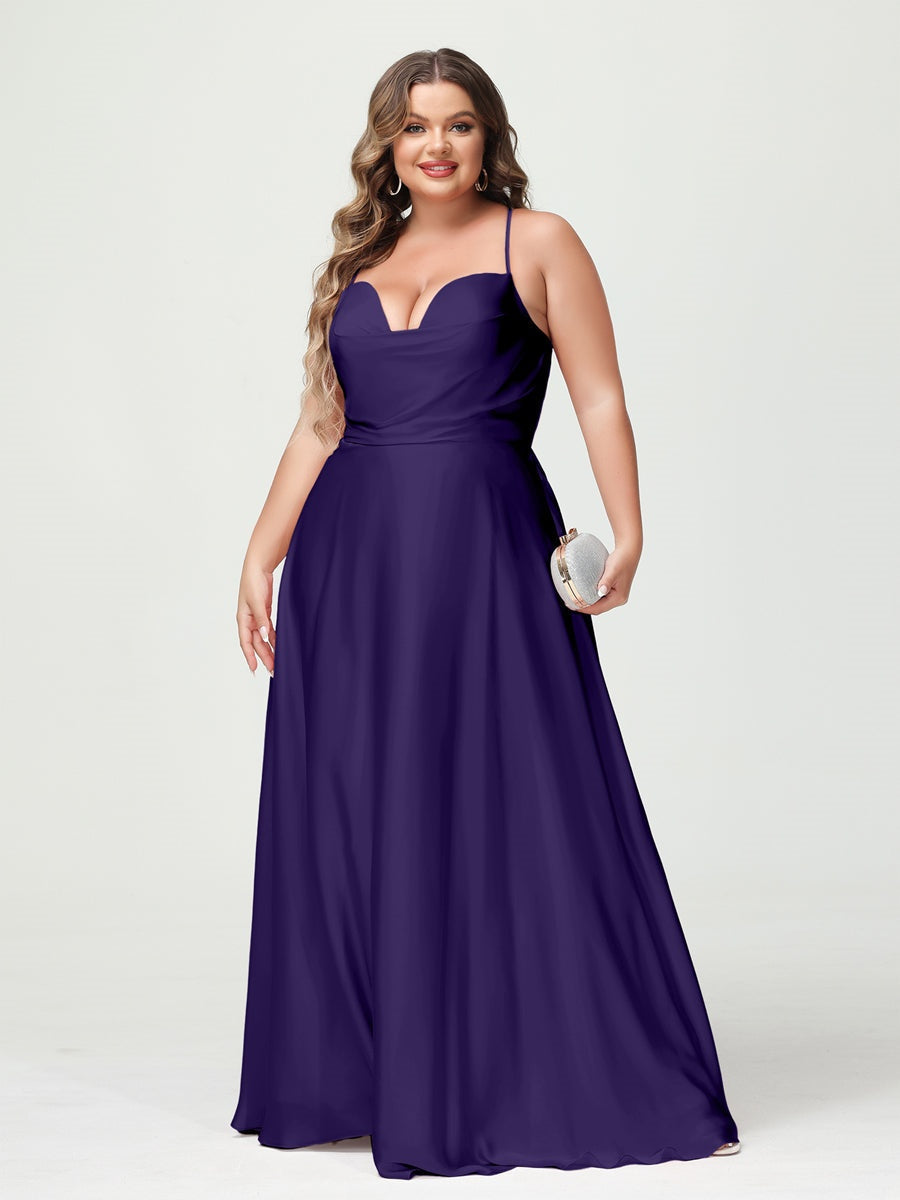 Plus Size Spaghetti Strap A-Line Princess Bridesmaid Dress