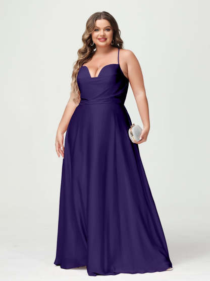 Plus Size Spaghetti Strap A-Line Princess Bridesmaid Dress