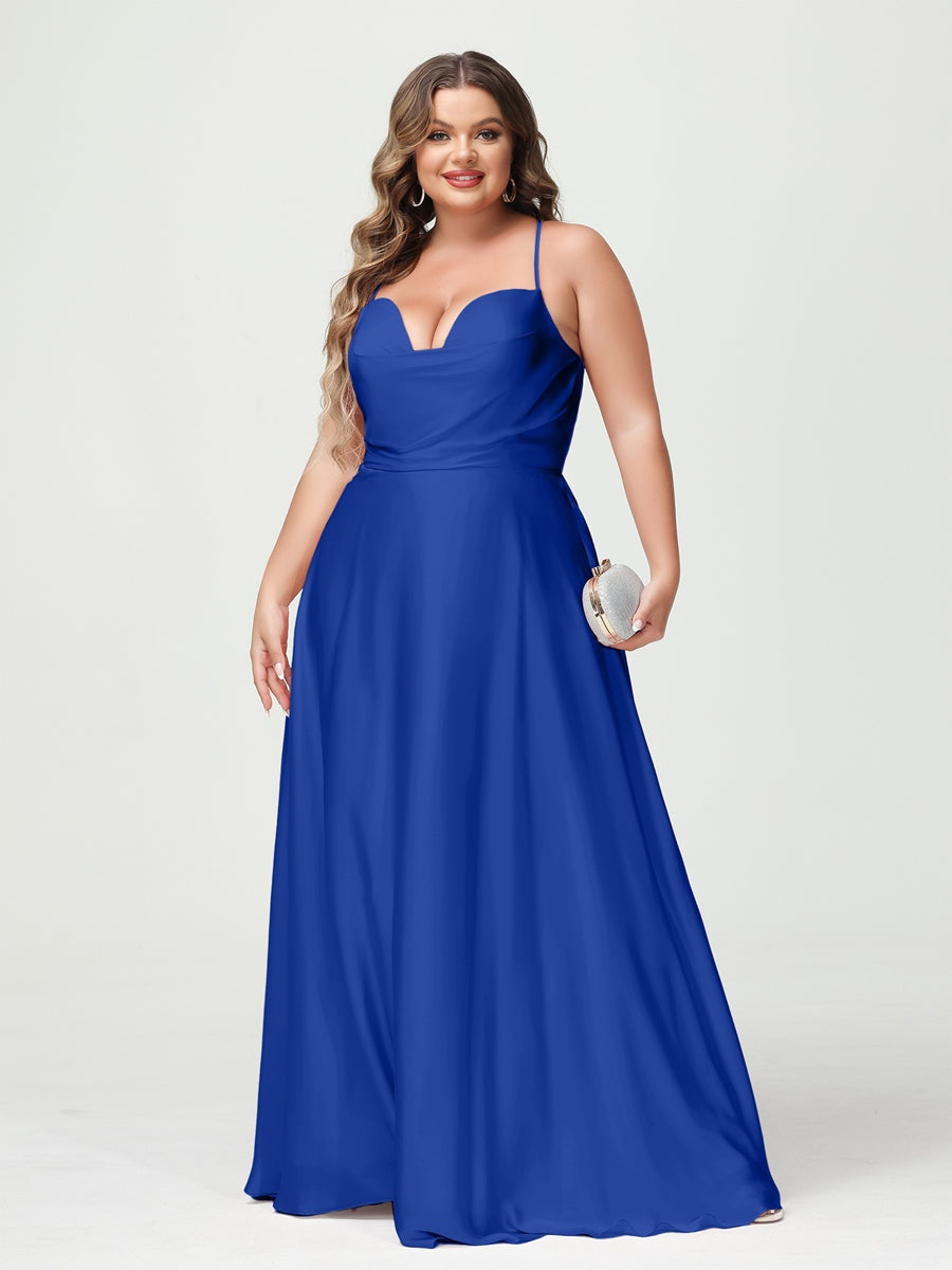 Plus Size Spaghetti Strap A-Line Princess Bridesmaid Dress