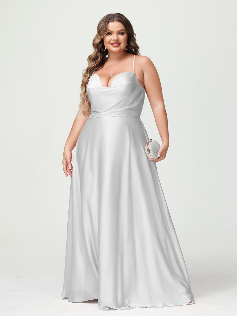 Plus Size Spaghetti Strap A-Line Princess Bridesmaid Dress