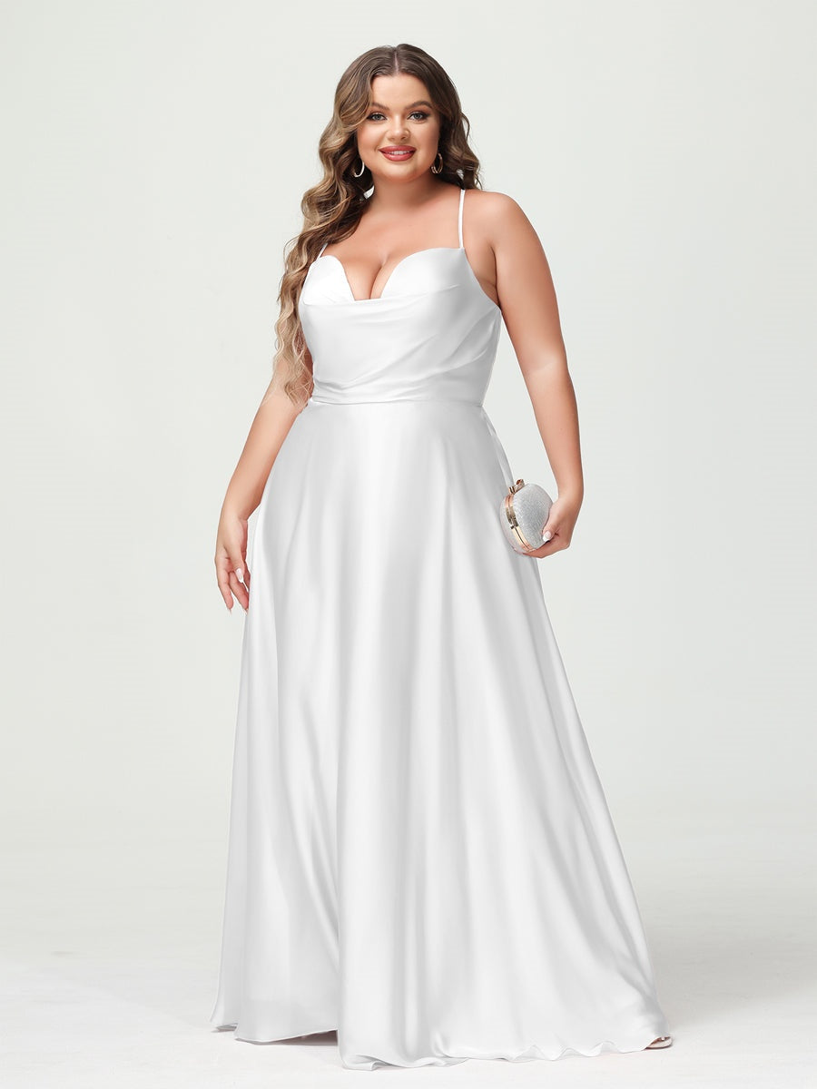 Plus Size Spaghetti Strap A-Line Princess Bridesmaid Dress