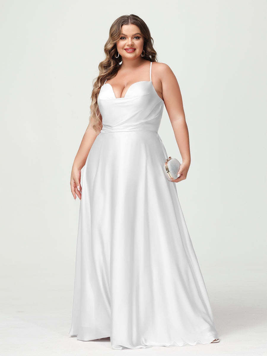 Plus Size Spaghetti Strap A-Line Princess Bridesmaid Dress