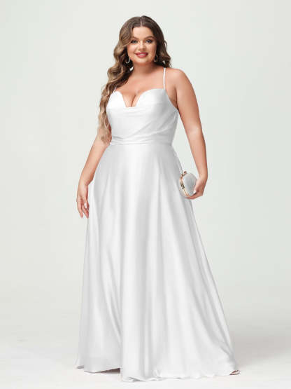 Plus Size Spaghetti Strap A-Line Princess Bridesmaid Dress