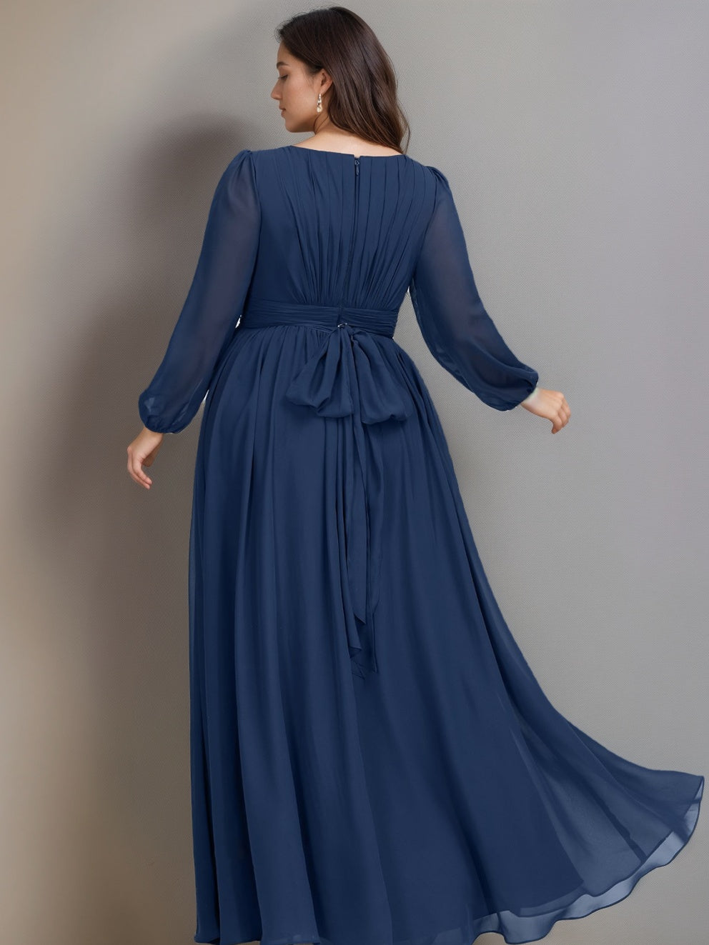 Plus Size Floor-Length A-Line Bridesmaid Dress with Ruffles and Scoop Neckline