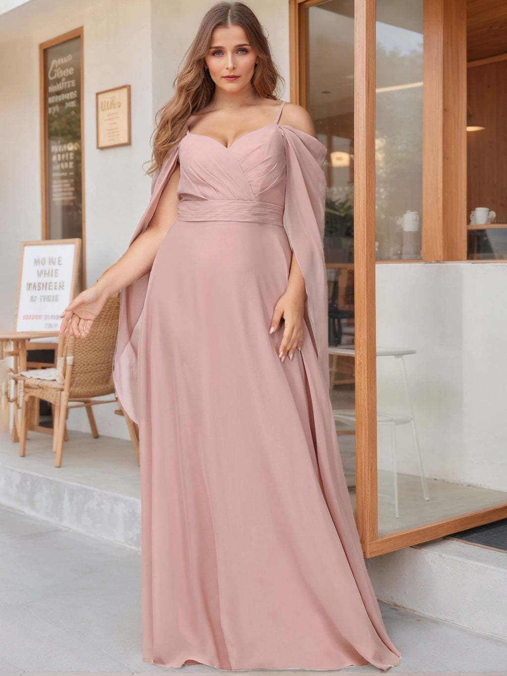 Plus Size Floor-Length Princess A-Line Bridesmaid Dresses with Spaghetti Straps