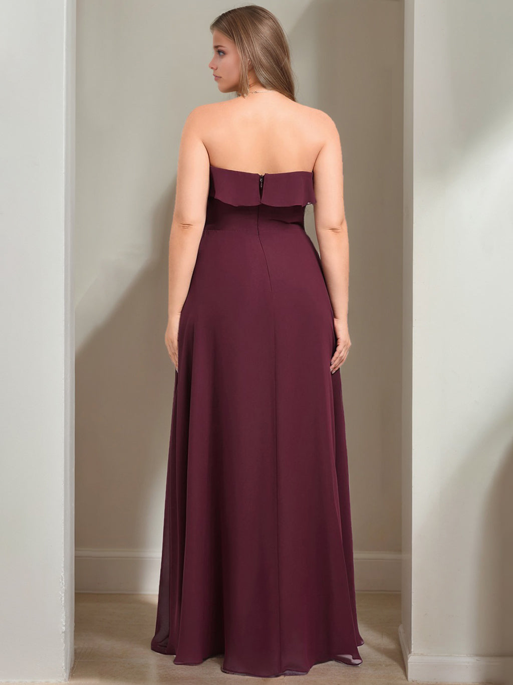 Sweetheart Neckline Sleeveless A-Line Plus Size Floor-Length Bridesmaid Dress with Ruffles
