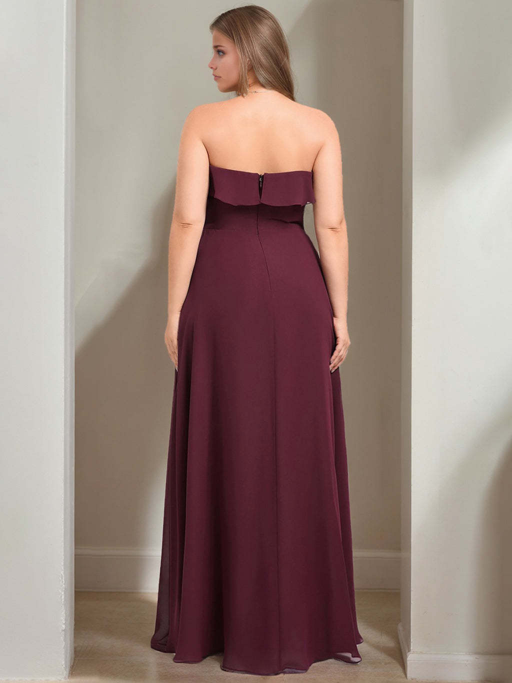 Sweetheart Neckline Sleeveless A-Line Plus Size Floor-Length Bridesmaid Dress with Ruffles