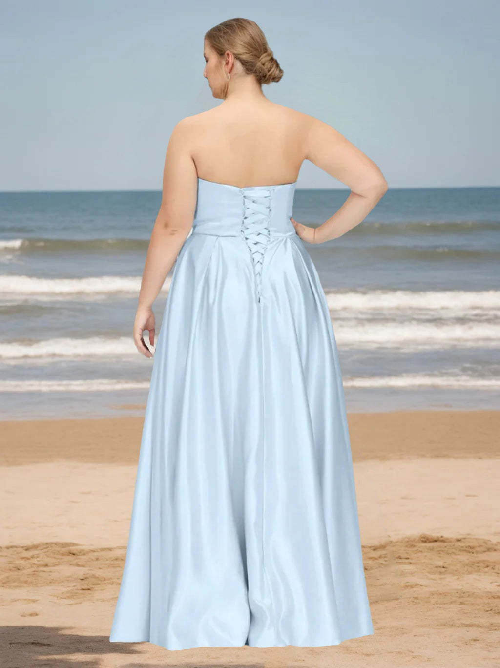 Strapless Princess A-Line Floor-Length Chiffon Plus Size Bridesmaid Gown