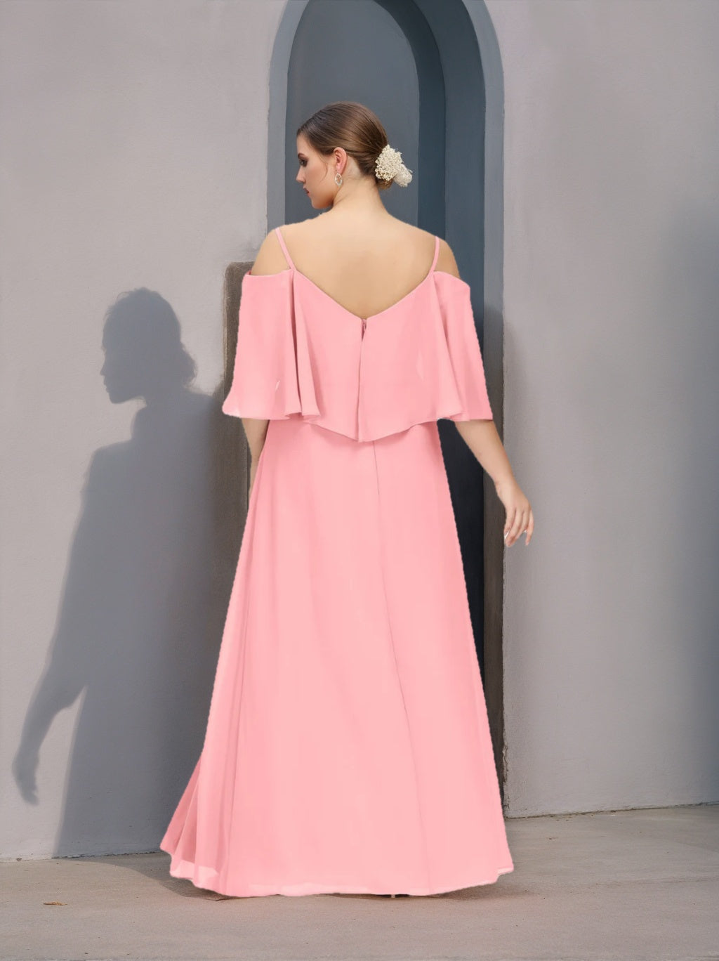 Plus Size Floor-Length A-Line Bridesmaid Dresses with Spaghetti Straps, Half Sleeves, and Side Split