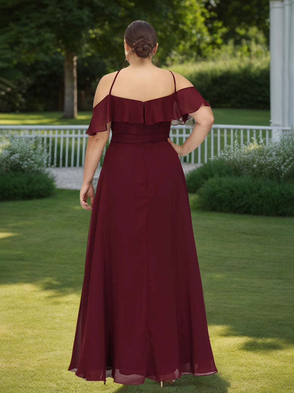 Plus Size Floor-Length A-Line Bridesmaid Dress with Short Sleeves and Bowknot