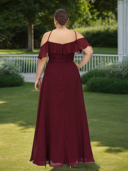 Plus Size Floor-Length A-Line Bridesmaid Dress with Short Sleeves and Bowknot