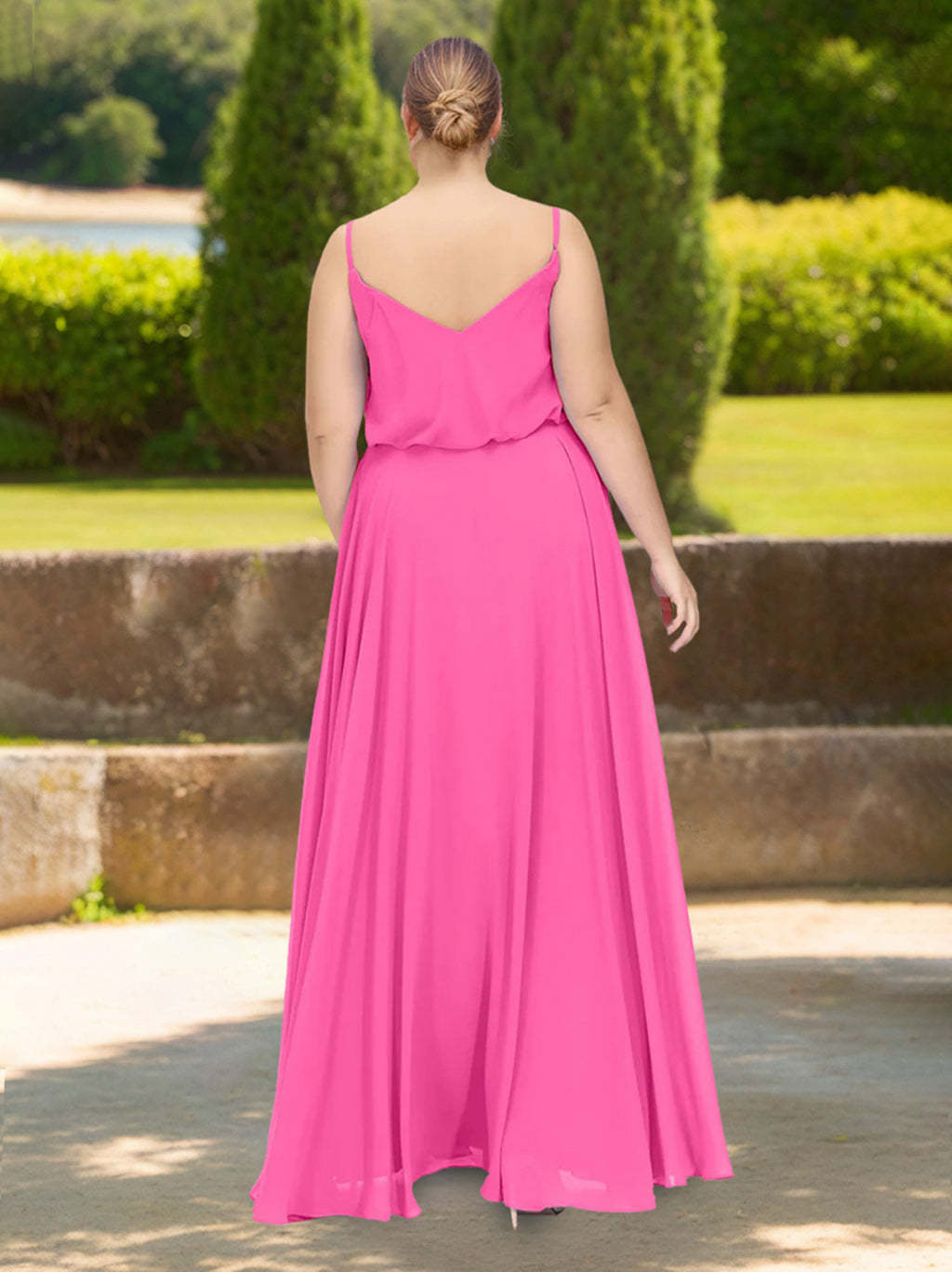 Plus Size Floor-Length Bridesmaid Dresses with Spaghetti Straps in A-Line/Princess Style