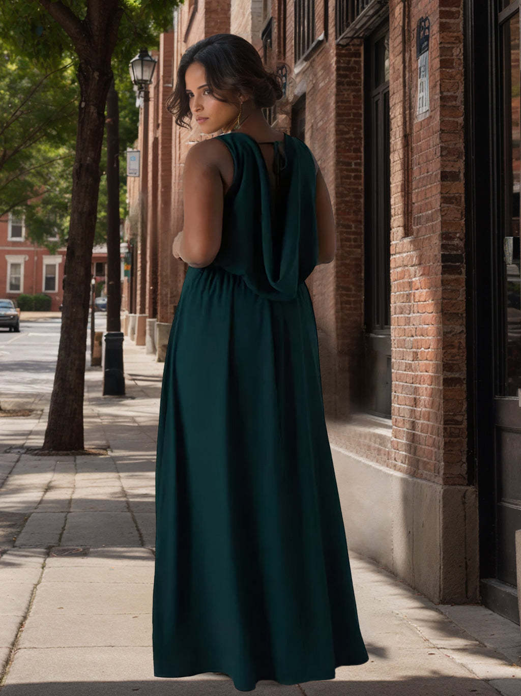 Plus Size Floor-Length Bridesmaid Dress with Scoop Neck and A-Line Princess Cut