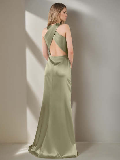 V-Neck Princess A-Line Bridesmaid Dress with Asymmetrical Ruffles and Side Split