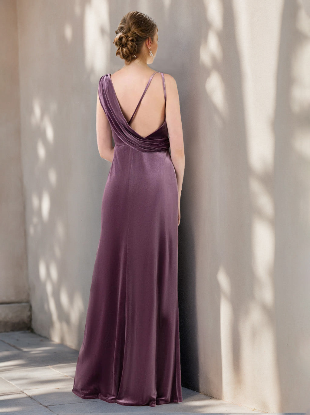 Unique V-Neck Princess A-Line Floor-Length Sleeveless Bridesmaid Dresses with Ruffles