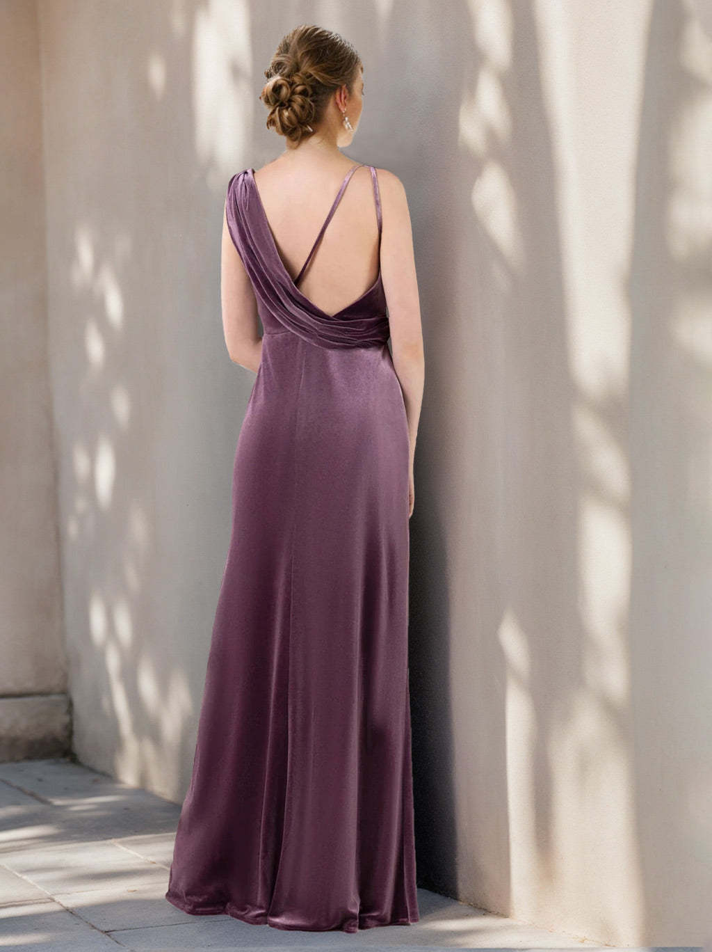 Unique V-Neck Princess A-Line Floor-Length Sleeveless Bridesmaid Dresses with Ruffles