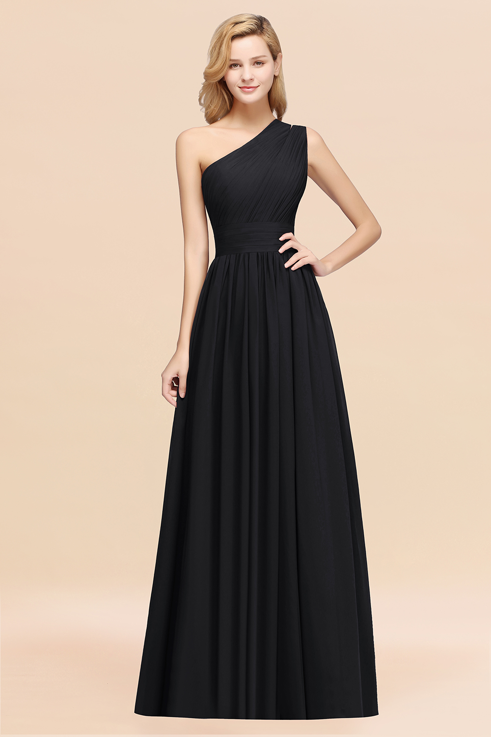 BMbridal Stylish One-shoulder Sleeveless Long Junior Bridesmaid Dresses Affordable-BMbridal