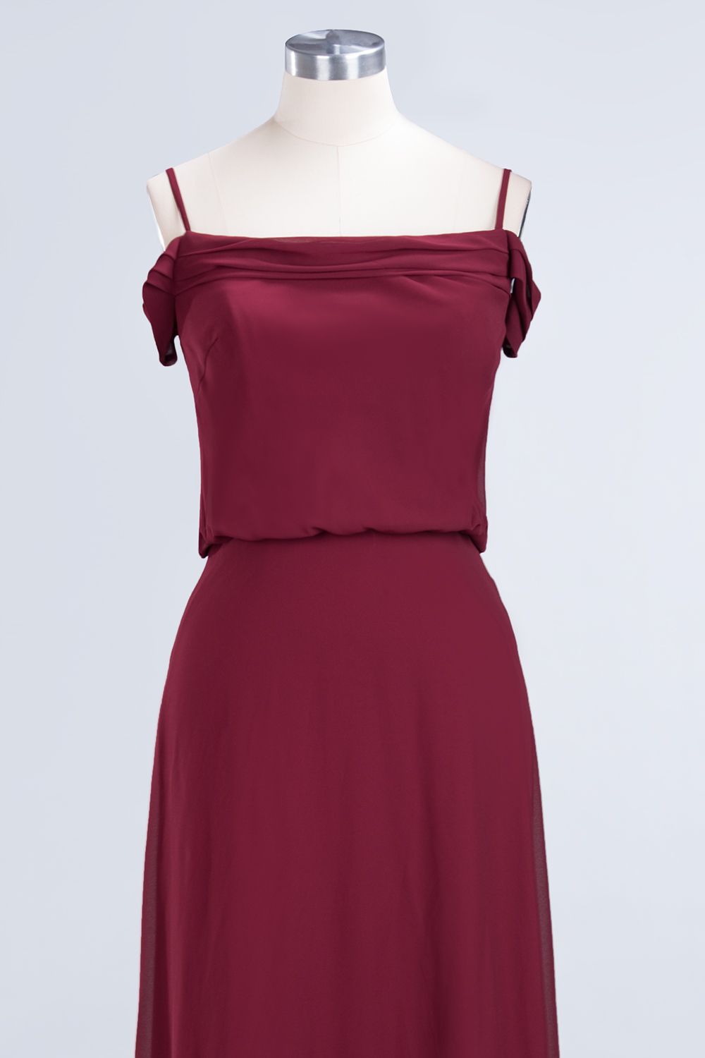 BMbridal Elegant Off-the-Shoulder Burgundy Bridesmaid Dress Online Spaghetti-Straps Affordable Maid of Honor Dress-BMbridal