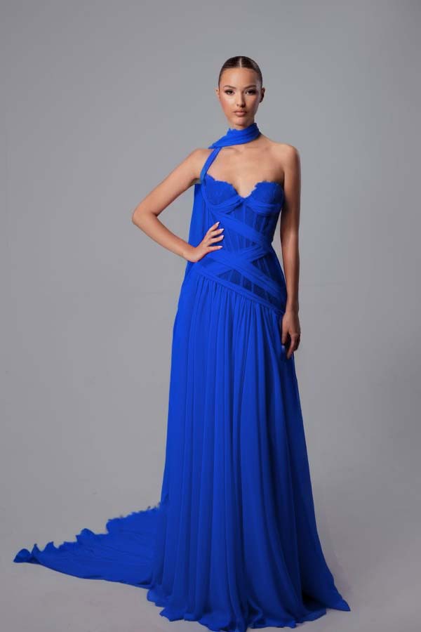 Strapless Sweetheart Sleeveless Long Prom Dress With Pleated
