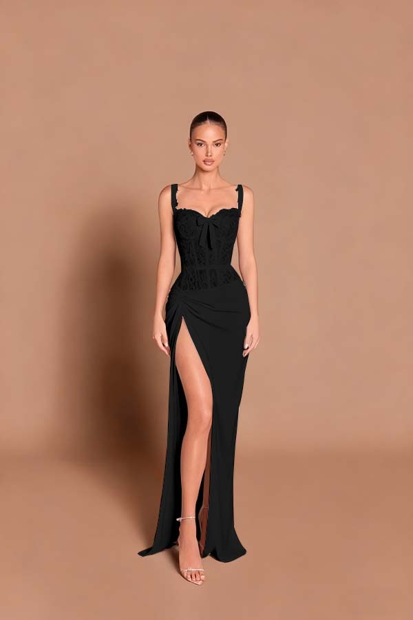 Spaghetti Strap Sleeveless Long Mermaid Prom Dress With Split