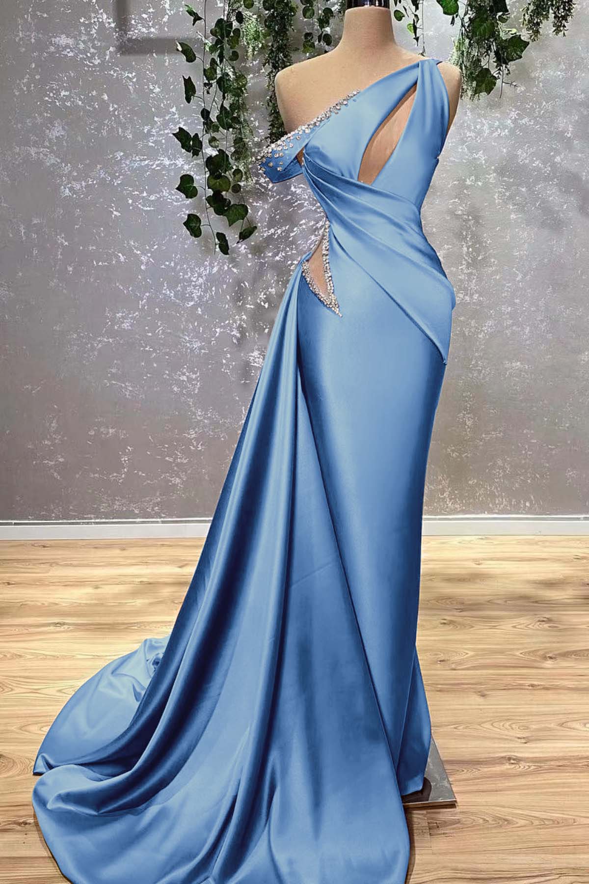 Lilac Off the Shoulder Sleeveless Mermaid Prom Dress With Beading