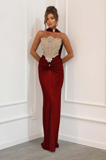 Strapless Sleeveless Long Mermaid Prom Dress With Beading Pleated