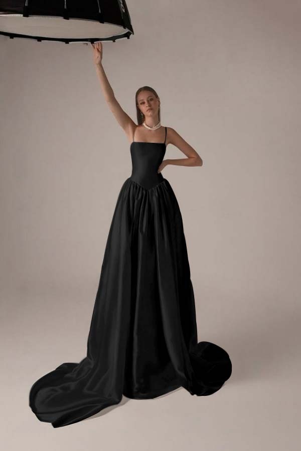 Spaghetti Strap Sleeveless A Line Long Prom Dress With Pleated