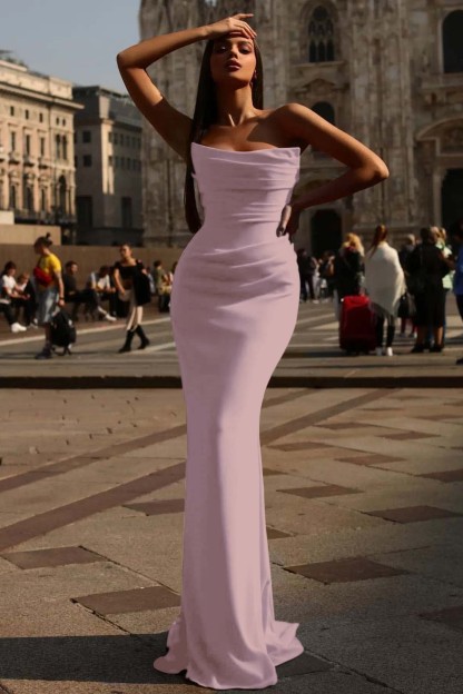 Sexy Strapless Prom Dress Red Sleeveless Pleated With Mermaid