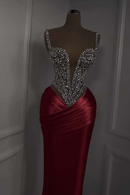 Spaghetti Strap Sweetheart Sleeveless Long Prom Dress With Beading