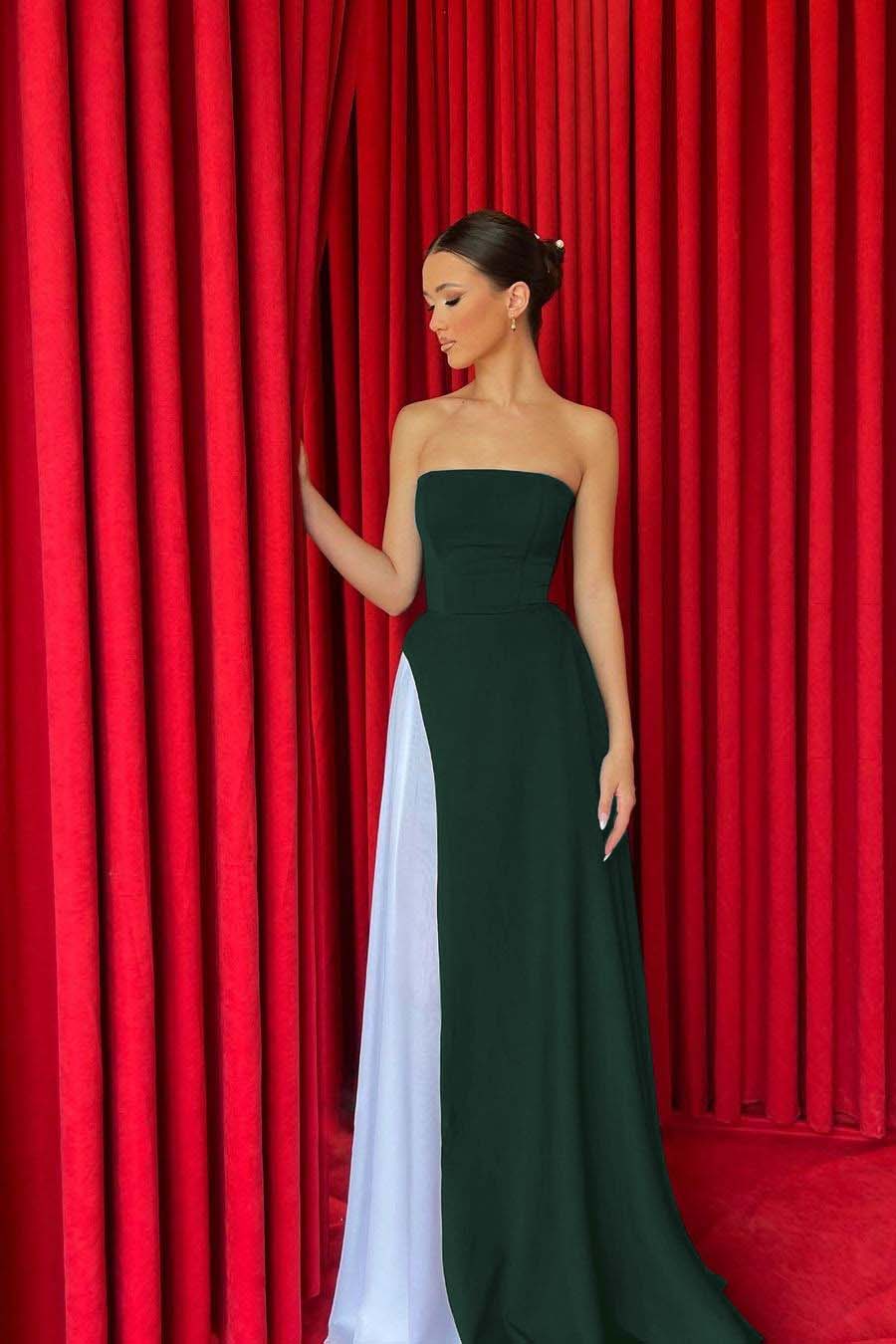 Strapless Sleeveless Floor Length Long Prom Dress With Pleated