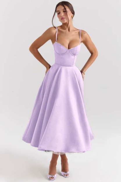 Spaghetti Strap Sweetheart Sleeveless A Line Prom Dress With Tulle