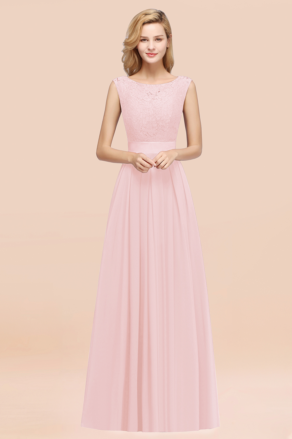 BMbridal Vintage Sleeveless Lace Bridesmaid Dresses Affordable Chiffon Wedding Party Dress Online-BMbridal