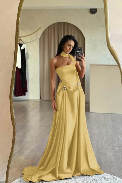 Strapless Sleeveless A Line Long Prom Dress With Ruffles Beading