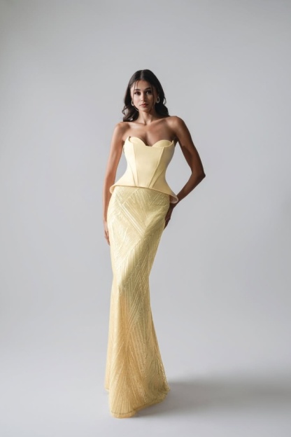 Sleeveless Strapless Long Mermaid Prom Dress With Pleated Sequins
