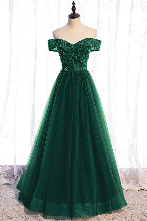 Purple Sequins Sleeveless A Line Long Prom Dress With Off the Shoulder