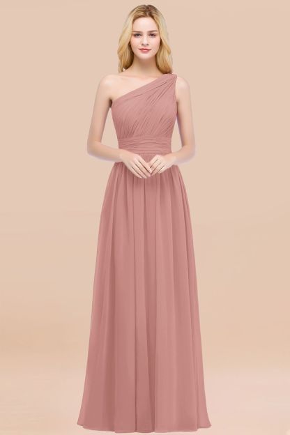 BMbridal Chic One-shoulder Sleeveless Burgundy Chiffon Bridesmaid Dresses Online-BMbridal