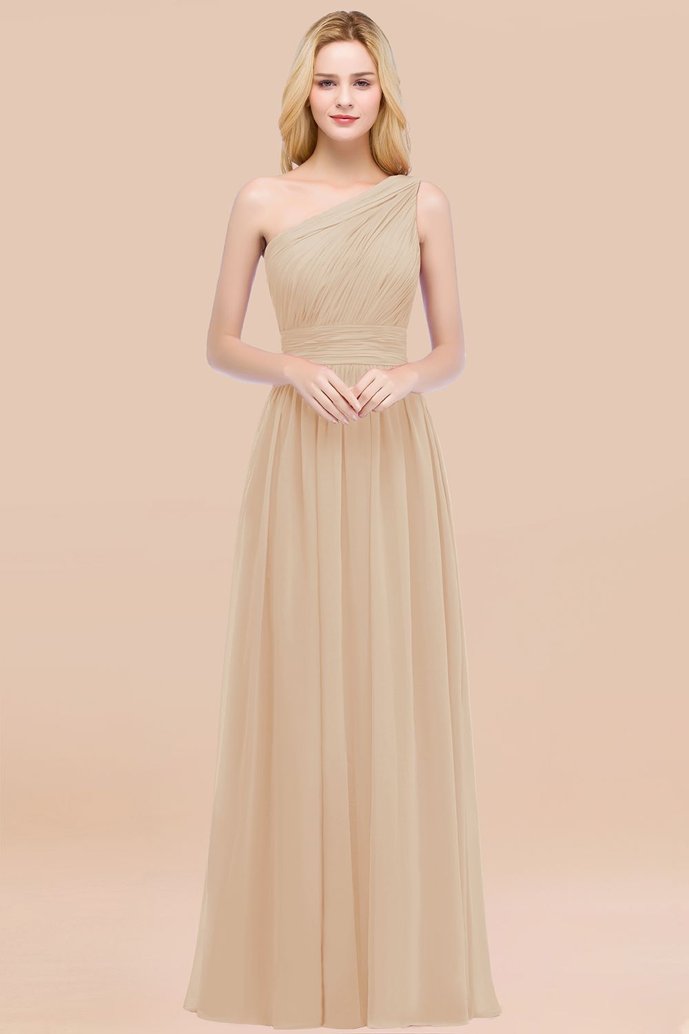 BMbridal Chic One-shoulder Sleeveless Burgundy Chiffon Bridesmaid Dresses Online-BMbridal