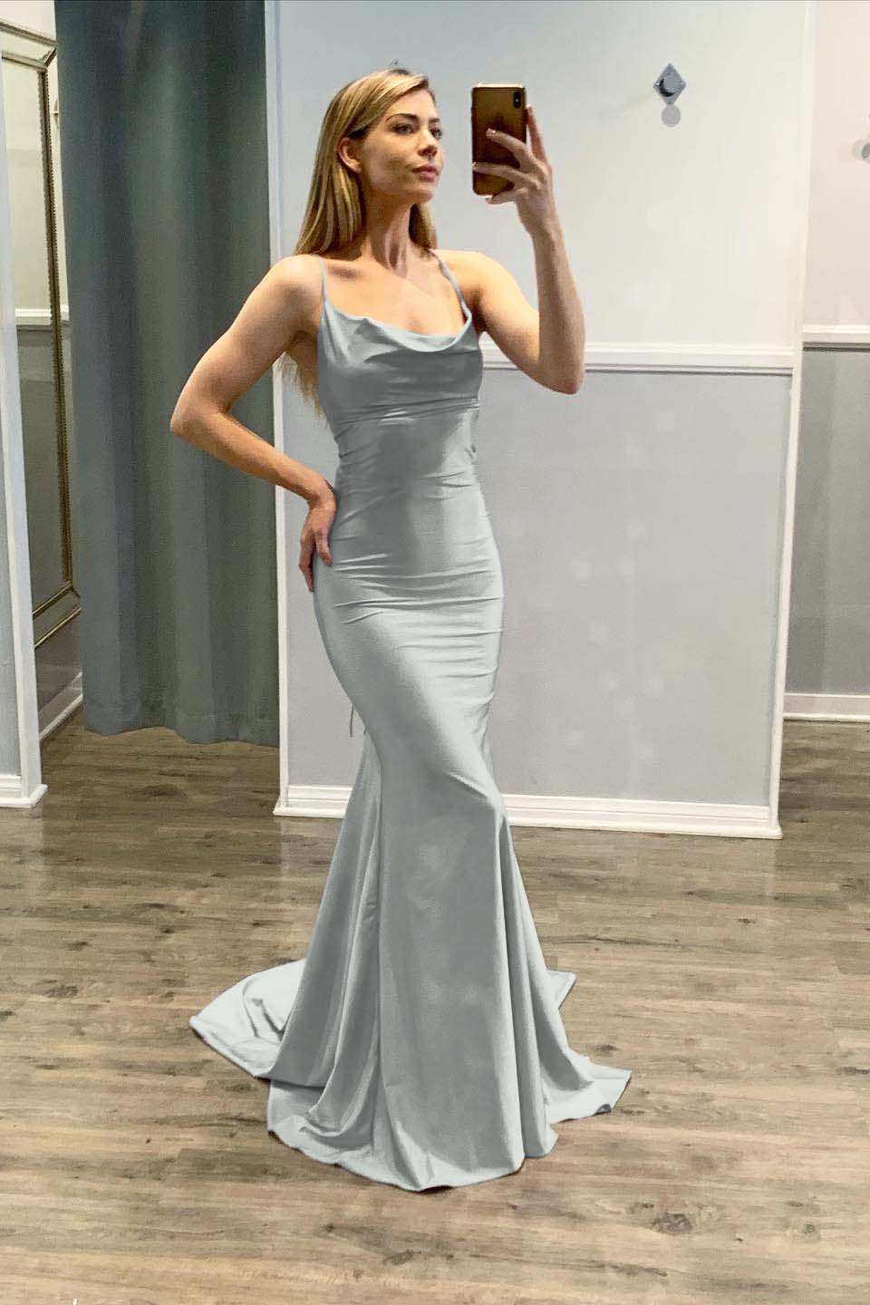 Mermaid Spaghetti Strap Sleeveless Light Purple Prom Dress With Pleated