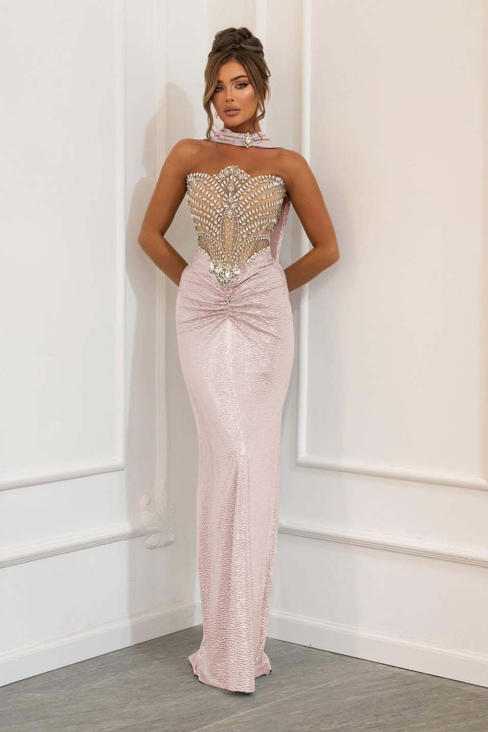 Strapless Sleeveless Long Mermaid Prom Dress With Beading Pleated