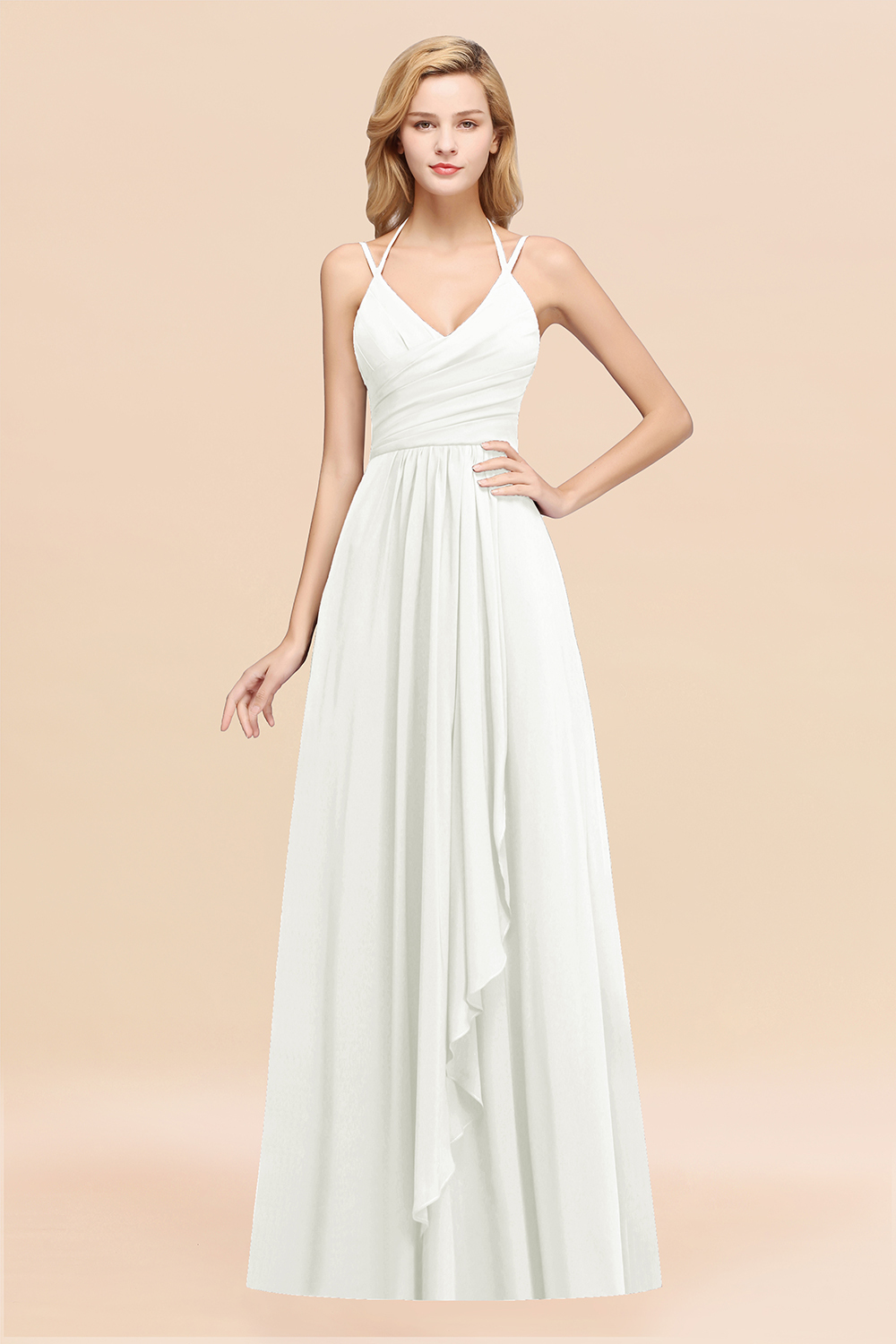 BMbridal Affordable Chiffon Burgundy Bridesmaid Dress With Spaghetti Straps-BMbridal