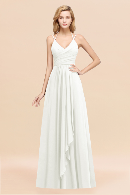 BMbridal Affordable Chiffon Burgundy Bridesmaid Dress With Spaghetti Straps-BMbridal