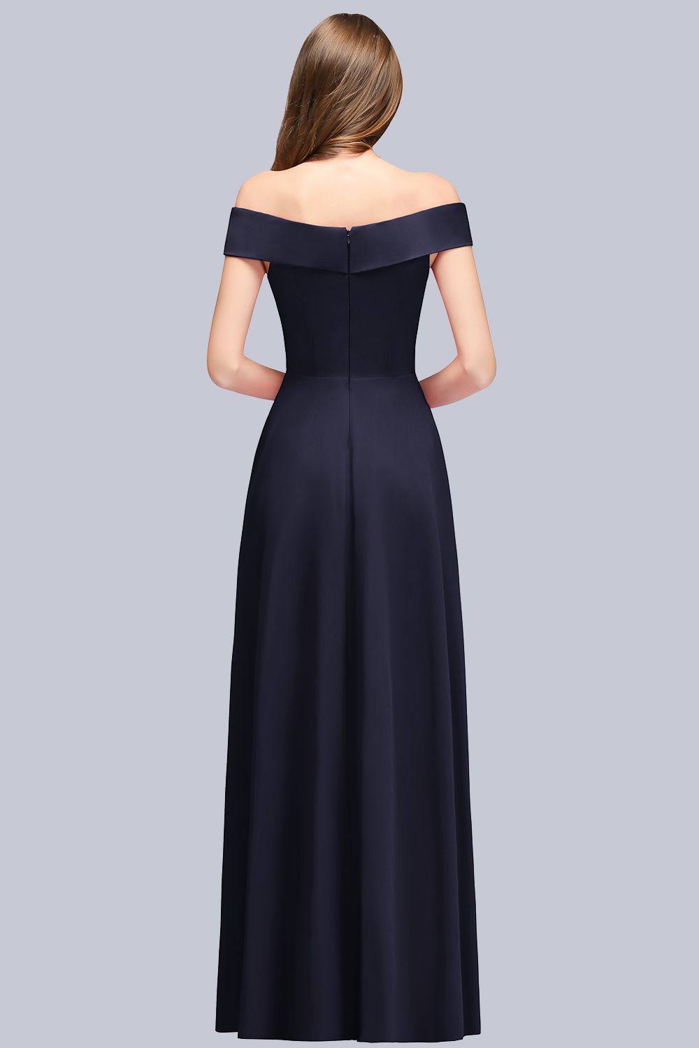 BMbridal Popular Off-the-Shoulder Ruffle Navy Bridesmaid Dresses Online-BMbridal
