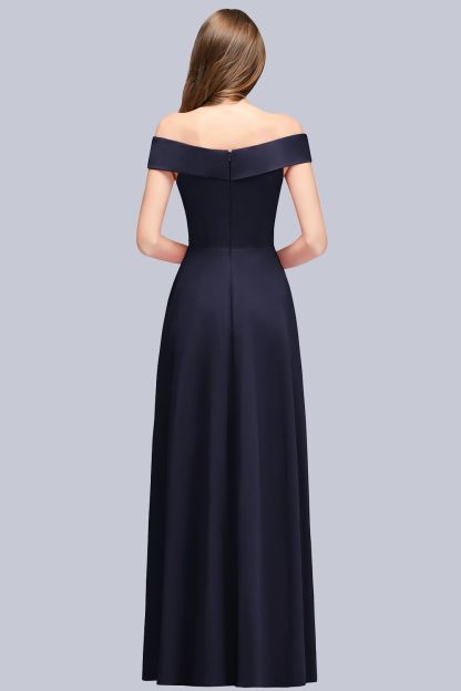 BMbridal Popular Off-the-Shoulder Ruffle Navy Bridesmaid Dresses Online-BMbridal
