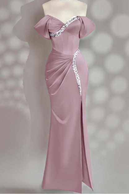 Sleeveless Off the Shoulder Long Mermaid Prom Dress With Beading