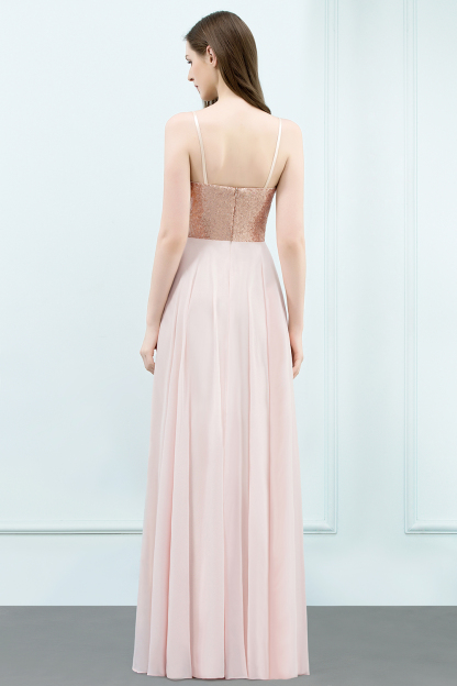 BMbridal Sparkly Sequined Top Spaghetti Straps Affordable Bridesmaid Dresses Online-BMbridal