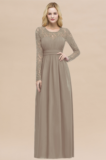 BMbridal Elegant Lace Burgundy Bridesmaid Dresses Online with Long Sleeves-BMbridal