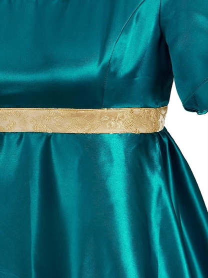 19th Century Retro Ball Gown with Square Neck and Short Sleeves Floor-Length Halloween Performance Dress-BMbridal.UK